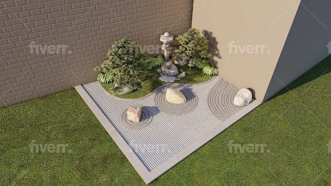 Design japanese gardens with walkthrough renders by
